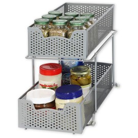 SIMPLE HOUSEWARE 2 Tier Sliding Cabinet Basket Organizer Drawer, Silver