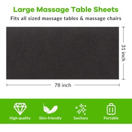 50PCS Large Disposable Massage Table Sheets – 31" x 79" Black Non-Woven Bed Covers for Spa, Beauty Salon, Waxing, Lash, Tattoo & Massage Use