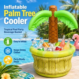 Inflatable Palm Tree Cooler for Pool Parties – PVC Tropical Beverage Tray for Summer Outdoor Gatherings