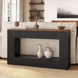 LITTLE TREE Black Console Table for Entryway, 55 Inch Long Narrow Farmhouse Sofa Table with Storage for Living Room, Hallway, Entry, Behind Couch, Entrance, Foyer