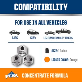 PEAK OET Extended Life Orange Concentrate Antifreeze/Coolant for North American Vehicles, 1 Gal.