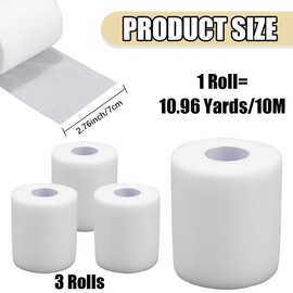 CREATCABIN 3 Rolls Pre Wrap Athletic Tape White Prewrap Sports Tape 10.9 Yards Headbands for Hair Soccer Basketball Climbing Swimming Foam Underwrap Sport Pre-Wrap for Ankles Wrist Knees Foot 10M