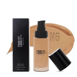 EQUALITY Cashmere Foundation, Water resistant, Medium to Full coverage, Soft matt finish, 12 hour wear Shine control, Cruelty Free, Paraben Free, 33ml/1.12 Fl Oz - N6