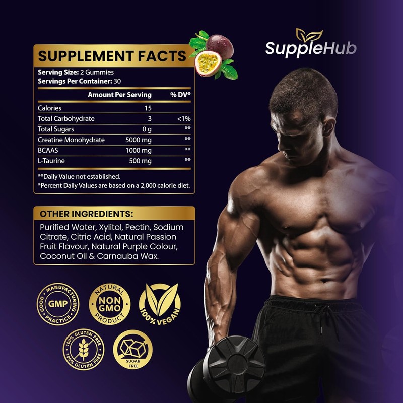 Creatine Gummies 5000mg - Creatine Monohydrate with BCAA & L-Taurine