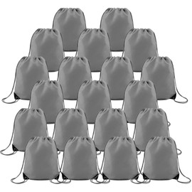 BeeGreen 20 Pieces Gray Drawstring Backpack Bags Bulk Nylon Gym Backpacks Cinch Sinch Bag for DIY Travel Sports Sack Personlized Sackpacks for Heat Vinyl