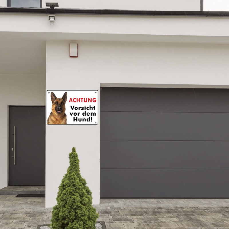 Pubblimania German Shepherd Warning Beware of the Dog! Aluminium Composite