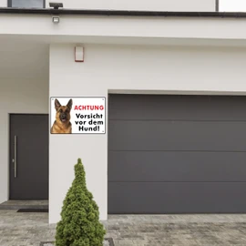 Pubblimania German Shepherd Warning Beware of the Dog! Aluminium Composite Sign for Outdoor and Indoor Use, 3 mm Thick, 20 x 30 cm
