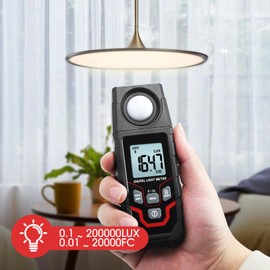 Light Meter Lux Meter Datalogger, 0.1~200,000 Lux Handheld Light Meter for Plants, Bluetooth Lux Light Meter with APP Recording and Data Export, Digital Photometer Light Intensity Measurement