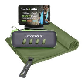 4Monster Microfiber Towel with Carry Case, Super Absorbent Travel Towel, Quick Dry Towel, Camping Towel, Great for Gym, Beach, Swimming, Backpacking and More (Army Green, 15.7*31.5"/40*80cm)