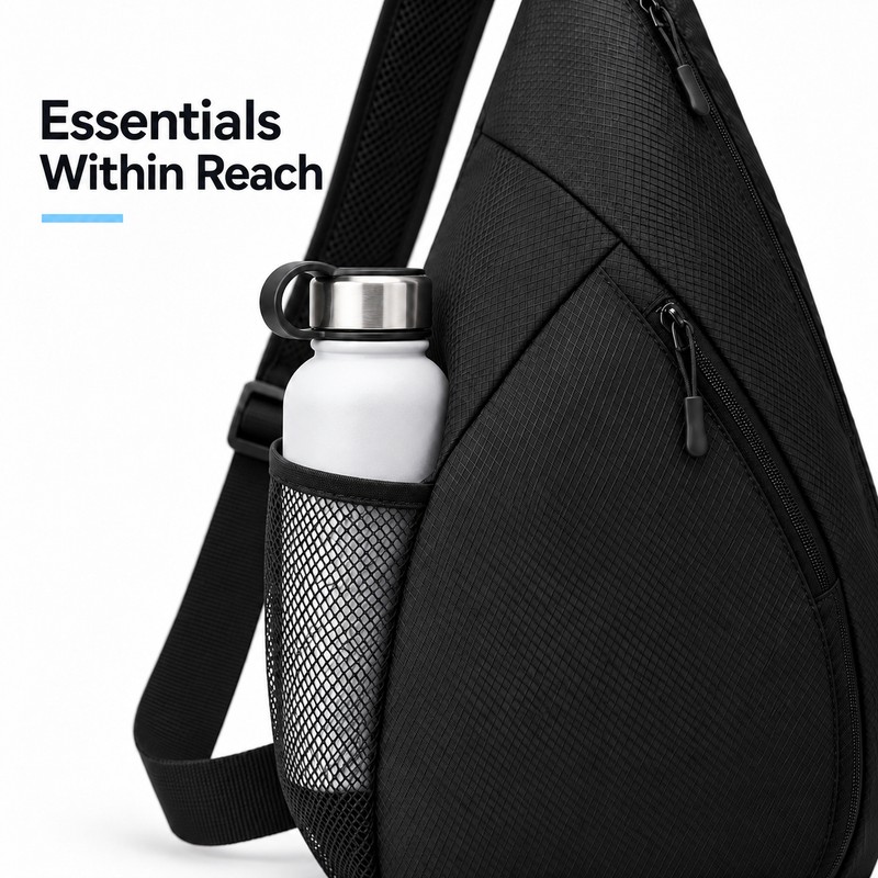 Tennis & Badminton Racket Sling Bag, Adjustable Crossbody Sports Backpack