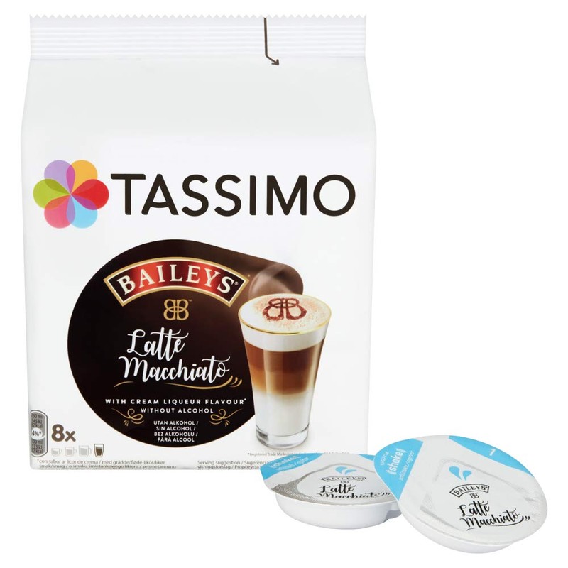 Tassimo Latte Machiatto Baileys Coffee medium roast Capsules, 16count