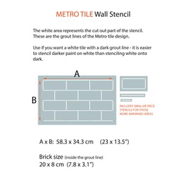 Metro Subway Tile Stencil for Painting | Stencils for Bathroom Kitchen Walls