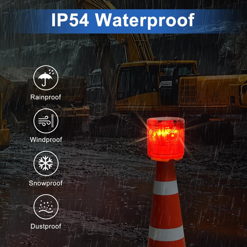 Aolyty Solar Strobe Warning Light 360 Degree Single Column Super