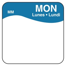DayMark Safety Systems MoveMark IT110034 Day of The Week Trilingual Removable Label, Monday, 1" x 1", Blue (Roll of 1000)
