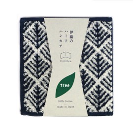 Iori Half Handkerchief Tree, 9.8 x 4.9 inches (25 x 12.5 cm), Navy, Imabari Towel, Handkerchief, Gift, Graduation Celebration, School Entrance Celebration, Job Celebration, Retirement Gift, Father's