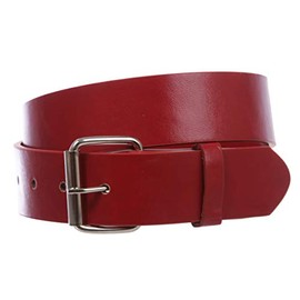 1 1/2" (38mm) Snap On Plain Leather Jean Belt With Roller Buckle, Dark Red | m (32-34" waist)