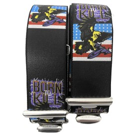 Born to Kill Braces USA America - 35 mm Wide Braces with 4 Clips in H-Shape Adjustable Elastic Braces with Strong Metal Clip Party Fancy Dress Costume Carnival / BornToKill Black ST-049, black