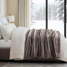 EVERGRACE Ultra Soft Luxury Fluffy Mink Faux Fur Throw Blanket, Thick Warm Fall Winter Blankets for Bed, Couch, Cozy Plush Reversible Blanket for Chair, Sofa (Ombré Hazel Brown, 60"x80")