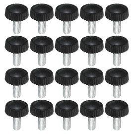 PATIKIL M5x12 mm Knurled Thumb Screws 20pcs Male Thread Round Clamp Screw Knob Hand Grip Bolt Mounting Hardware for Lighting Furniture Hardware Black