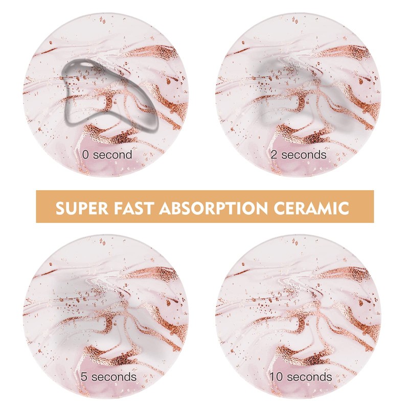 Coasters for Drinks,Pink Marble Coasters Set of 6 with Cork
