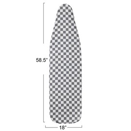 Household Essentials Wide Cotton Ironing Board Replacement Cover, White and Grey