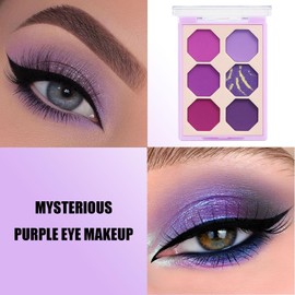 Purple Eyeshadow Palette, Pink Make-Up Palettes Shimmer Eye Shadow, Highly Pigmented Matte Shimmering Make up Set, 6 Colour Waterproof Longlasting Eye Shadow Palette