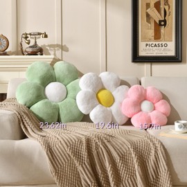 Vdoioe Purple Flower Pillow，Flower Shaped Throw Pillow 15.7In Daisy Floor Pillow Cushion Cute Flower Seating Cushion Home Decorative Pillows for Sofa Couch Bed