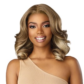 Sensationnel Butta lace precut wigs - unit 8 glueless extra wide 5 inch deep parting synthetic pre tweezed smaller knot hairline (1B OFFBLACK)