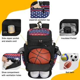 Goloni Basketball Backpack,Large Sports Bag with Ball Compartment & Shoe Compartment, Best for Basketball, Soccer, Volleyball,Gym, Travel