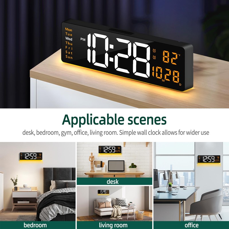 LEIKE 16" Large Digital Wall Clock Timer,Remote Control,2 Alarms, LED