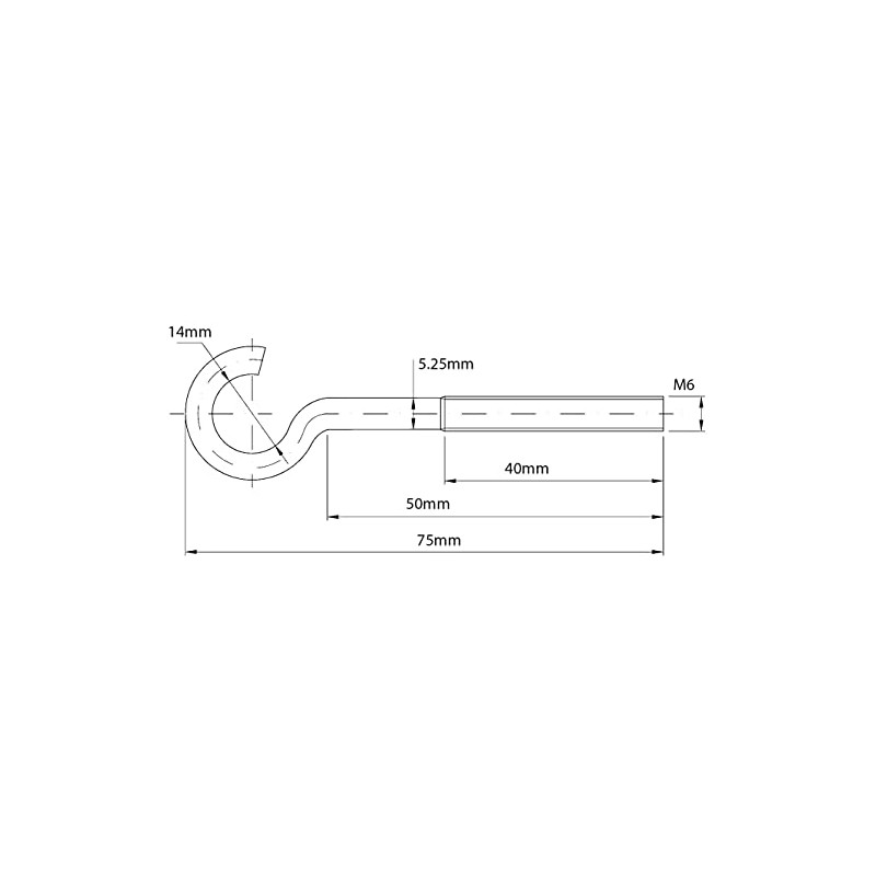 Screws City M6 x 40mm Open Hook with Metric Thread