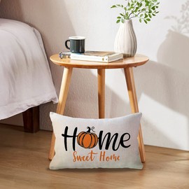 ULOVE LOVE YOURSELF Sweet Home Fall Pillow Covers Autumn Theme Home Decorations Farmhouse Pumpkins Decorative Rectangular/Lumbar Pillow Case 12×20 for Sofa/Couch/Porch