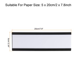 PATIKIL 2 x 7.8inch Aluminum Name Plate Holder, L Type with White Blank Engraved Name Plate for Desk Office Business Door Sign Holder Black