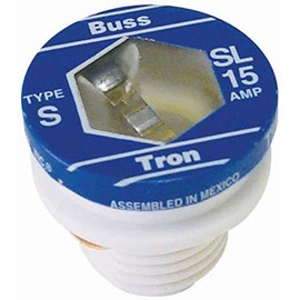 Bussmann SL-15PK4 15 Amp Time Delay Loaded Link Rejection Base Plug Fuse, 125V UL Listed, 4-Pack , Blue