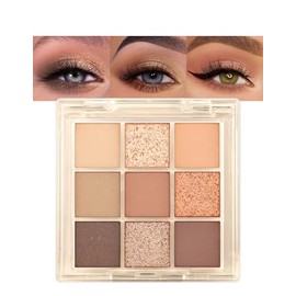 Erinde Paleta de Sombras de Ojos con Purpurina 9 Colores, a las arrugas | Sombras de Ojos Brillantes de larga duración, resistentes al agua, sombras d