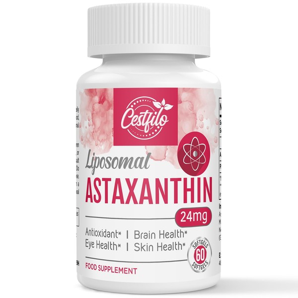 Cestfilo Liposomal Astaxanthin Supplement 24MG, Maximum Absorption, Natural Antioxidant for Skin & Eye Health, Gluten Free, Non-GMO & No Gluten (60 Count (Pack of 1))