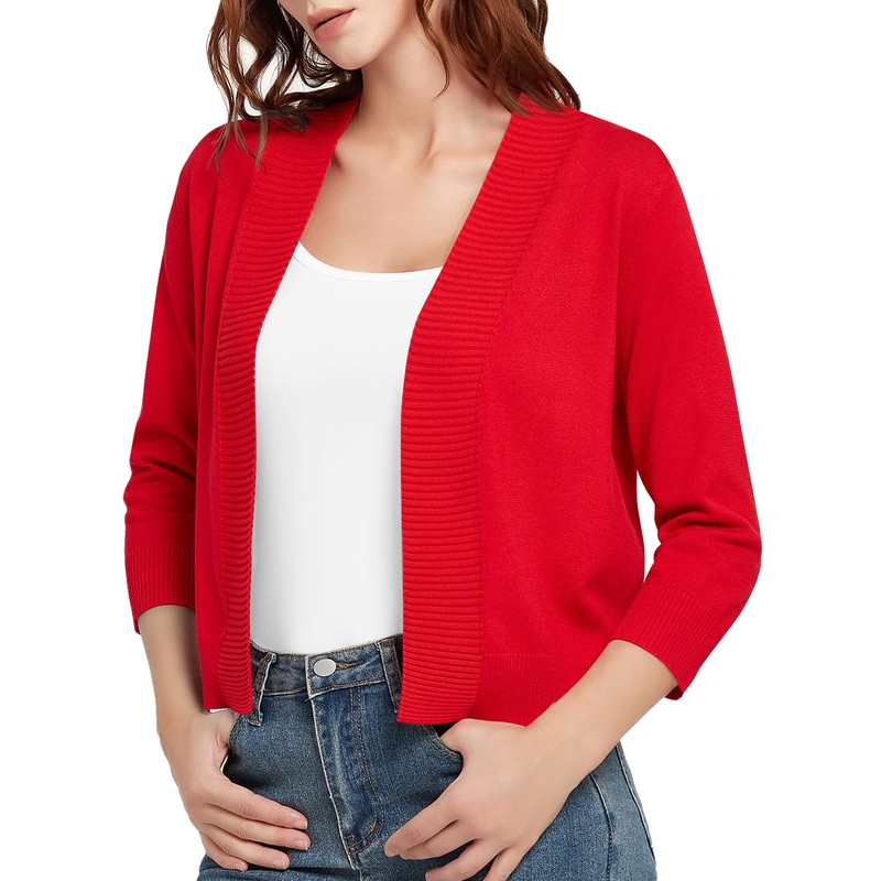 Urban CoCo Women's 3/4 Sleeve Lightweight Open Front Knit Sweater