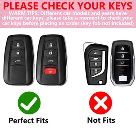 Simocky Key Fob Cover with Diamond Keychain Car Key Shell Compatible with Toyota Highlander RAV4 Camry Avalon C-HR Corolla GT86 2018-2024 Full Cover Protector for Women (4 Buttons-Black Bowknot)