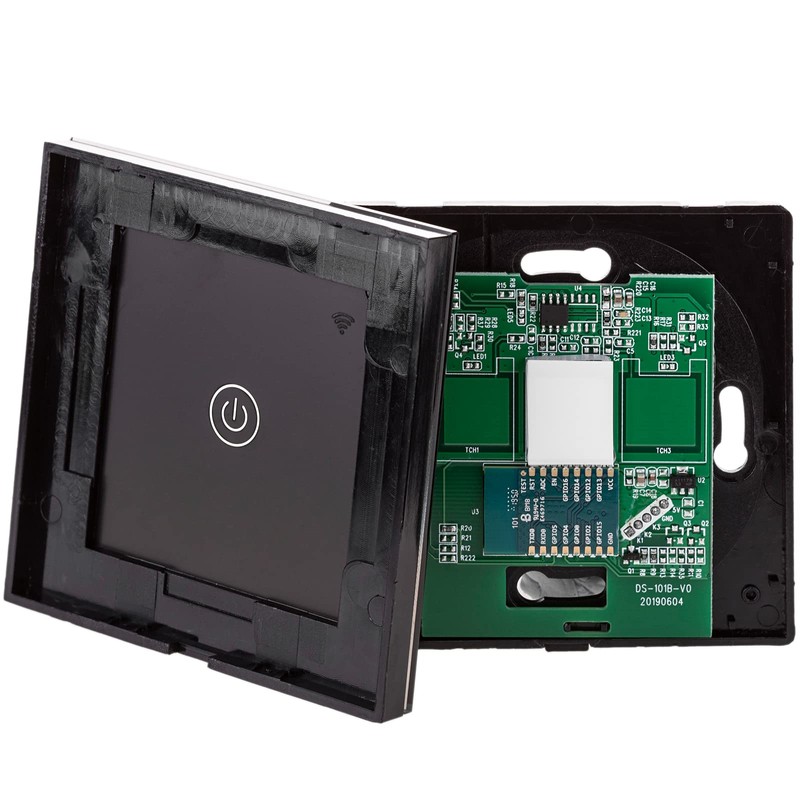 BeMatik Smart Switch Tactile Black Compatible with Google Home, Alexa