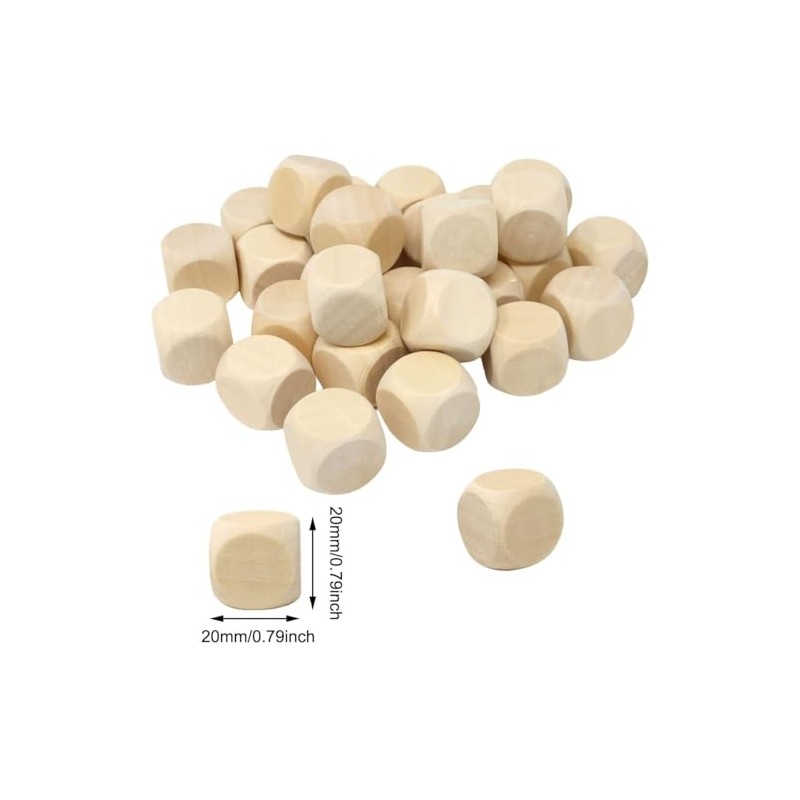 20 Pieces Wooden Cubes Blank DIY - Unpainted Cube Simple