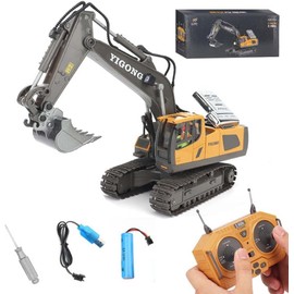 Ezweiji Remote Controlled Excavator, 11 Channel Remote Controlled Excavator Construction Vehicle Toy 1:20 Fully Functional RC Caterpillar Vehicle with Light and Sound Effects (Remote Controlled