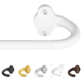 TVWOO - Varillas de cortina envolventes, barras de cortina blancas de 28 a 48 pulgadas, juego de barra de cortina oscurecedora ajustable de 5/8 pulgadas con soporte, oscurecimiento de habitación,