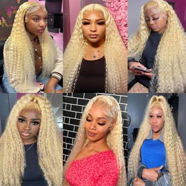 Niciitysi Color 613 Bundles Human Hair Blonde Kinkycurly Bundles 10 12 14 inch Double Weft Brazilian Blonde Deep Curly Weave Extensions Soft and Silky for Women