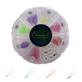 Colored Lash Extensions : Yellow, Pink, Purple, Neon Green, Red | Mixed 8 sizes in 1, lengths included from 9mm to 16mm | 4D Volume | D Curl | 0.07 | Premade Lash Fans Color Lashes Extension | Rainbow Lashes For Lash Artists | Premium Loose Fans, Pointed