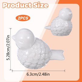 Heclia 2PCS Ceramic Toilet Bolt Covers, Cute Bird Decorative Screw Caps for Bathroom, Easy Installation Replacement Kit, White, 2.33 X 1.55 X 1.97 Inches