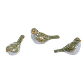 The Bridge Collection Set of 3 Ceramic Bird Figurines - Glazed Decorative Sculptures with Speckled Finish - Vintage Inspired Home Accents