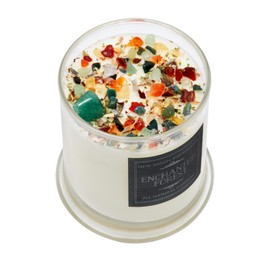 Enchanted Forest Candle by New Moon Beginnings - Whimsical Candle - All Natural Soy Candle - Herb, Dried Flower, & Crystal Candles - Romance and Love Candle - Wedding Candles - Red & Green Candle