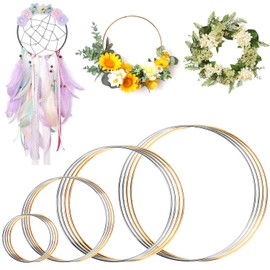 Metal Ring Pack of 16 Metal Rings for Crafts 4 Sizes Wire Rings for Crafts 5 cm 10 cm 15 cm 20 cm Rings for Crafts Decorative Rings for Hanging Floral Hoop, Wall Hanging Decor (Gold, Black)