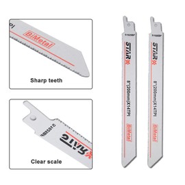 Reciprocating Saws Blades MASO Sabre Saw Combo Wood Metal & Demolition Blades fits Bosch, Dewalt, Makita,S1025BF 200mm Long High Carbon Steel HCS 5 PCS Pack