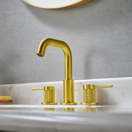 Altair Design Versace 8. in Widespread 2-Handle Brass Bathroom Faucet in Brushed Gold